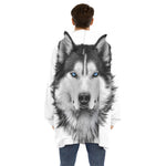 Siberian Husky Portrait Print Hoodie Blanket