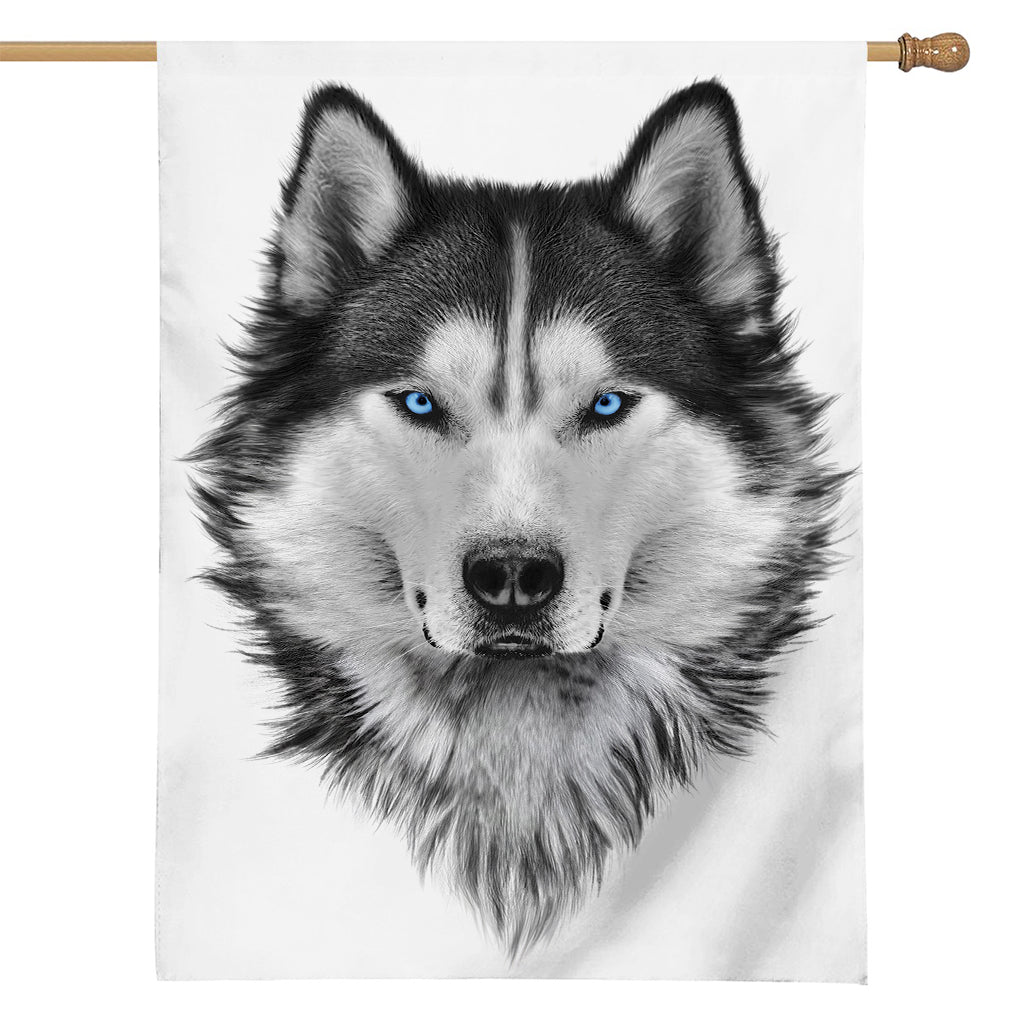 Siberian Husky Portrait Print House Flag