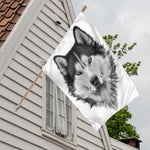 Siberian Husky Portrait Print House Flag