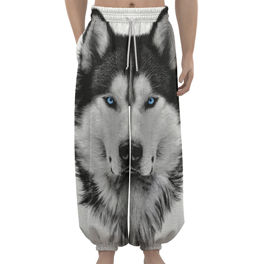 Siberian Husky Portrait Print Lantern Pants