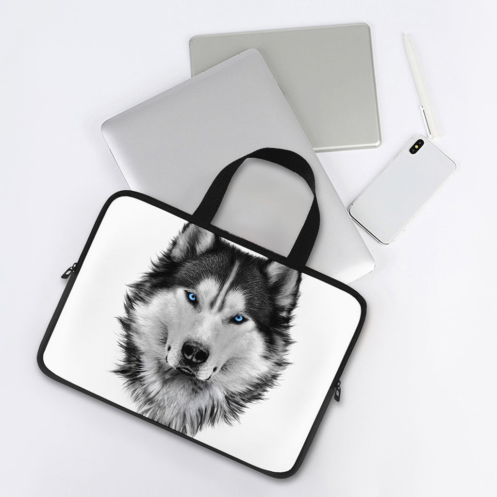 Siberian Husky Portrait Print Laptop Sleeve With Handle