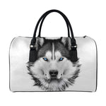 Siberian Husky Portrait Print Leather Duffle Bag