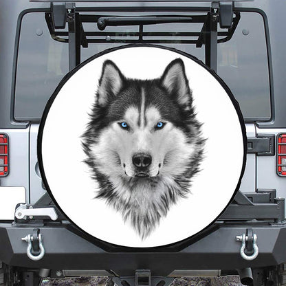 Siberian Husky Portrait Print Leather Spare Tire Cover