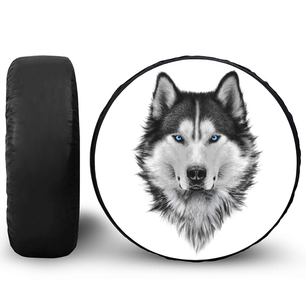 Siberian Husky Portrait Print Leather Spare Tire Cover