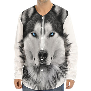 Siberian Husky Portrait Print Long Sleeve Baseball Jersey