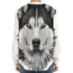 Siberian Husky Portrait Print Long Sleeve Baseball Jersey