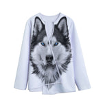 Siberian Husky Portrait Print Long Sleeve Short Coat