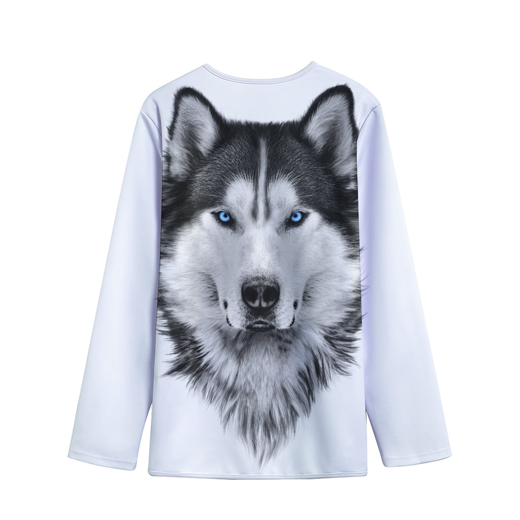 Siberian Husky Portrait Print Long Sleeve Short Coat