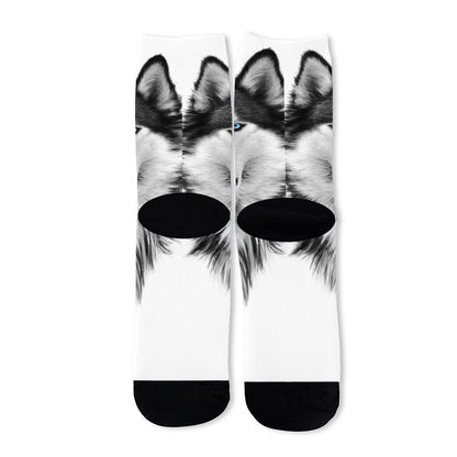 Siberian Husky Portrait Print Long Socks