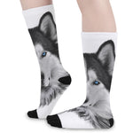 Siberian Husky Portrait Print Long Socks