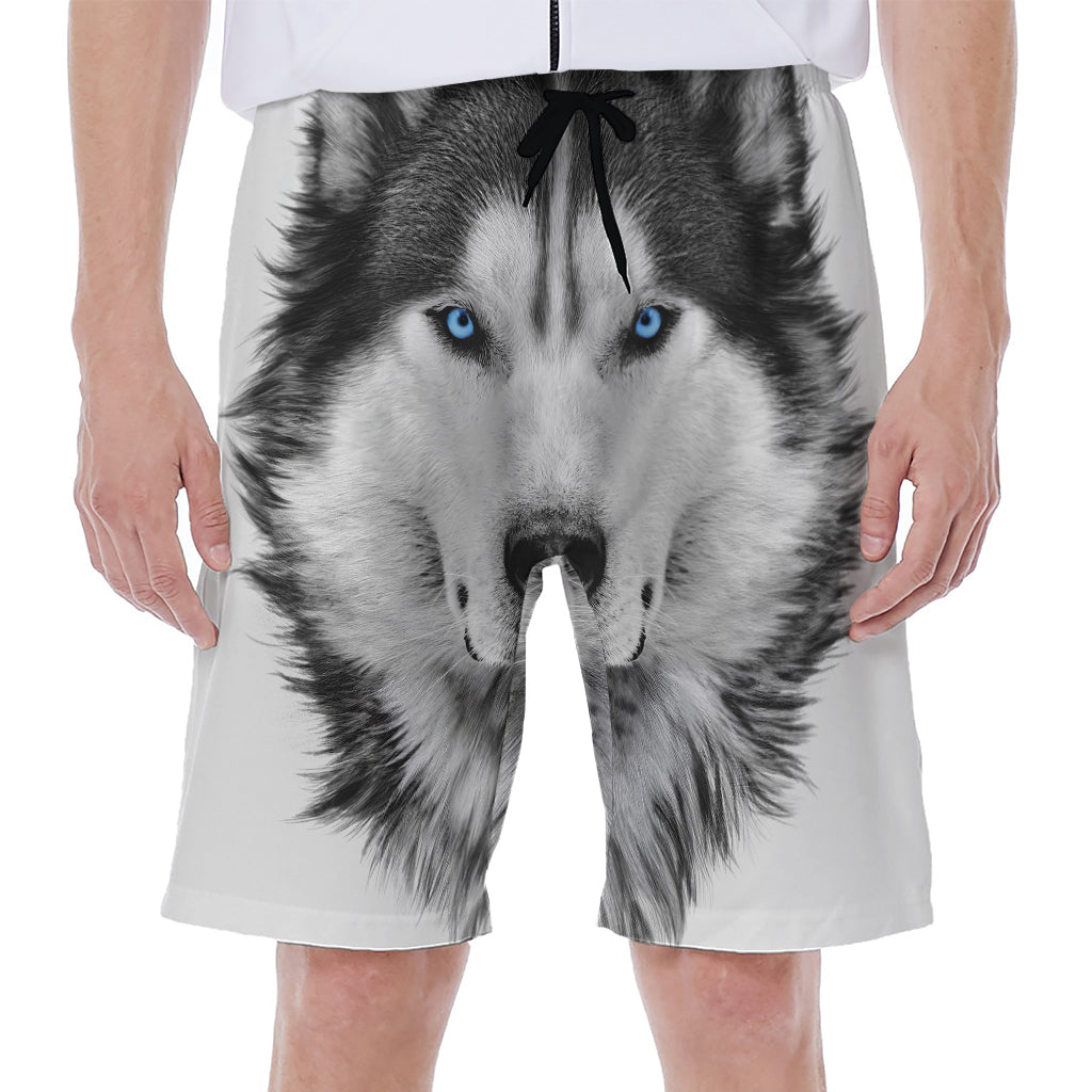 Siberian Husky Portrait Print Men's Beach Shorts