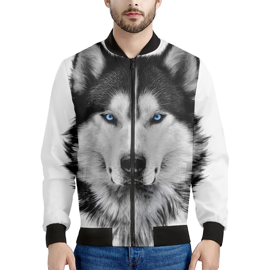 Siberian Husky Portrait Print Men's Bomber Jacket