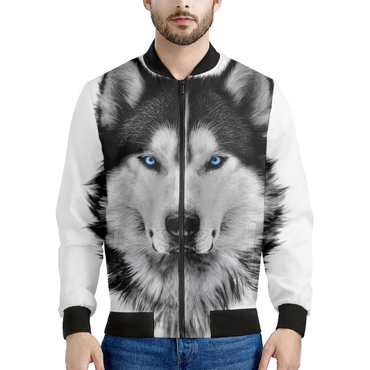 Siberian Husky Portrait Print Men's Bomber Jacket