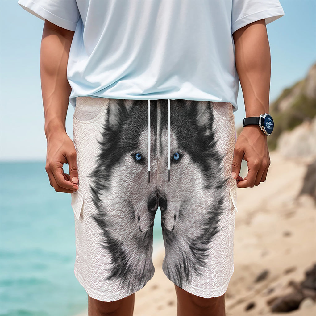 Siberian Husky Portrait Print Men's Cargo Shorts
