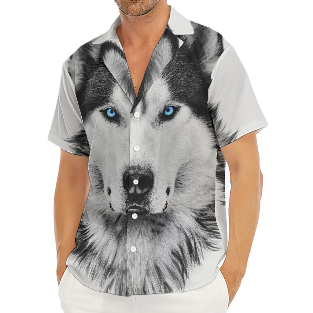 Siberian Husky Portrait Print Men's Deep V-Neck Shirt