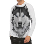 Siberian Husky Portrait Print Men's Long Sleeve Rash Guard