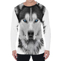 Siberian Husky Portrait Print Men's Long Sleeve T-Shirt