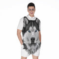 Siberian Husky Portrait Print Men's Romper