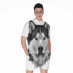 Siberian Husky Portrait Print Men's Rompers