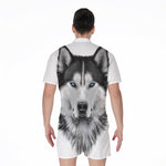 Siberian Husky Portrait Print Men's Rompers