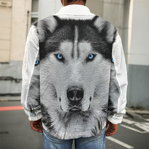 Siberian Husky Portrait Print Men's Shirt Jacket