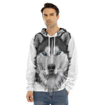 Siberian Husky Portrait Print Men's Velvet Pullover Hoodie