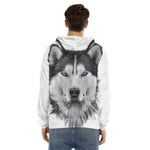 Siberian Husky Portrait Print Men's Velvet Pullover Hoodie