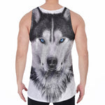 Siberian Husky Portrait Print Men's Velvet Tank Top