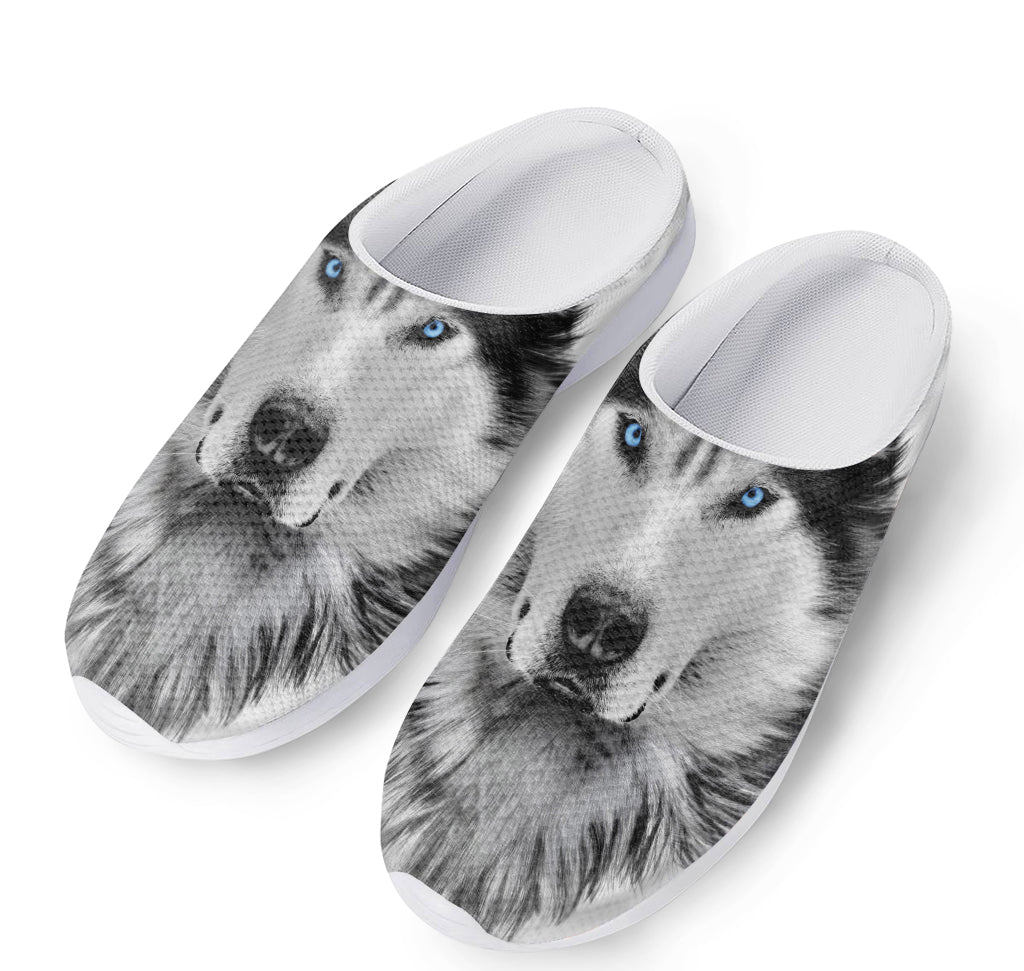 Siberian Husky Portrait Print Mesh Casual Shoes