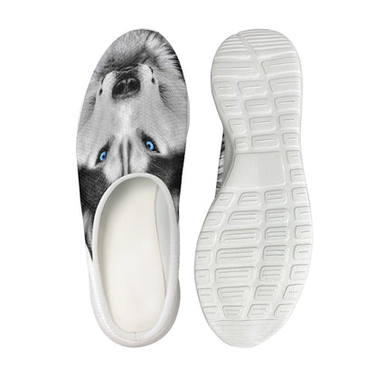 Siberian Husky Portrait Print Mesh Casual Shoes