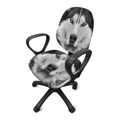 Siberian Husky Portrait Print Office Chair Cover