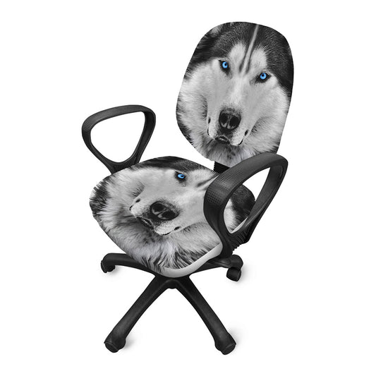 Siberian Husky Portrait Print Office Chair Cover