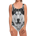Siberian Husky Portrait Print One Piece Swimsuit