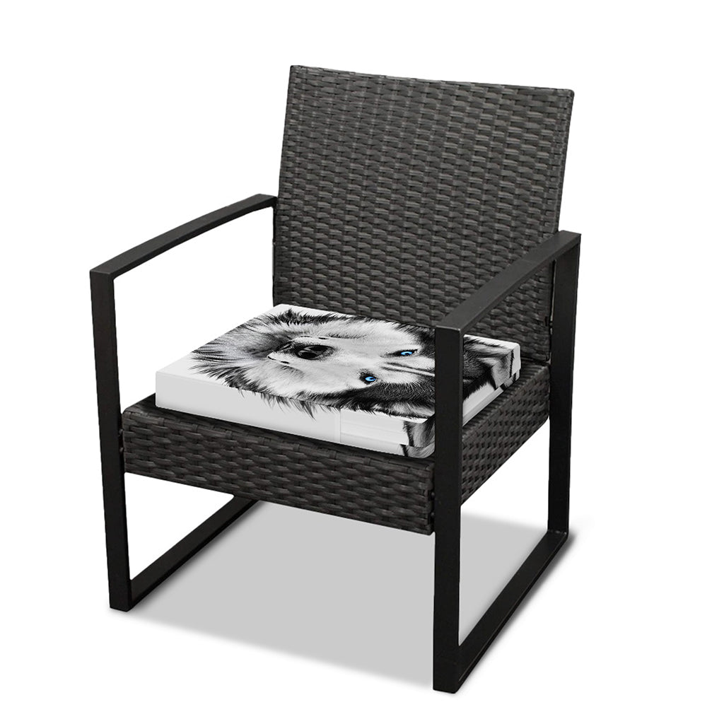 Siberian Husky Portrait Print Outdoor Seat Cushion Cover