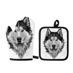 Siberian Husky Portrait Print Oven Mitt And Pot Holder Set