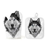 Siberian Husky Portrait Print Oven Mitt And Pot Holder Set