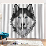 Siberian Husky Portrait Print Pencil Pleat Curtains