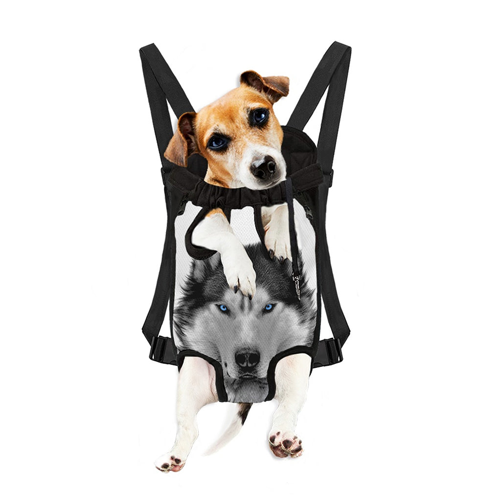 Siberian Husky Portrait Print Pet Carrier Backpack