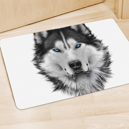 Siberian Husky Portrait Print Polyester Doormat