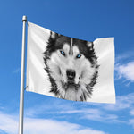 Siberian Husky Portrait Print Polyester Flag