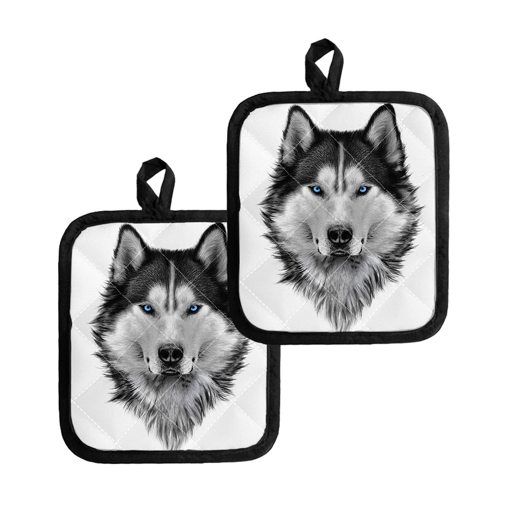 Siberian Husky Portrait Print Pot Holders