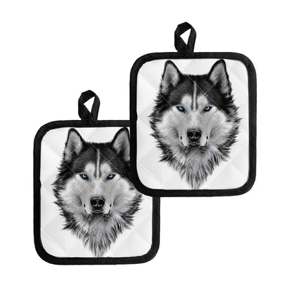 Siberian Husky Portrait Print Pot Holders