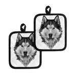 Siberian Husky Portrait Print Pot Holders