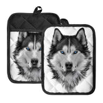 Siberian Husky Portrait Print Pot Holders With Pocket