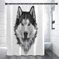Siberian Husky Portrait Print Premium Shower Curtain