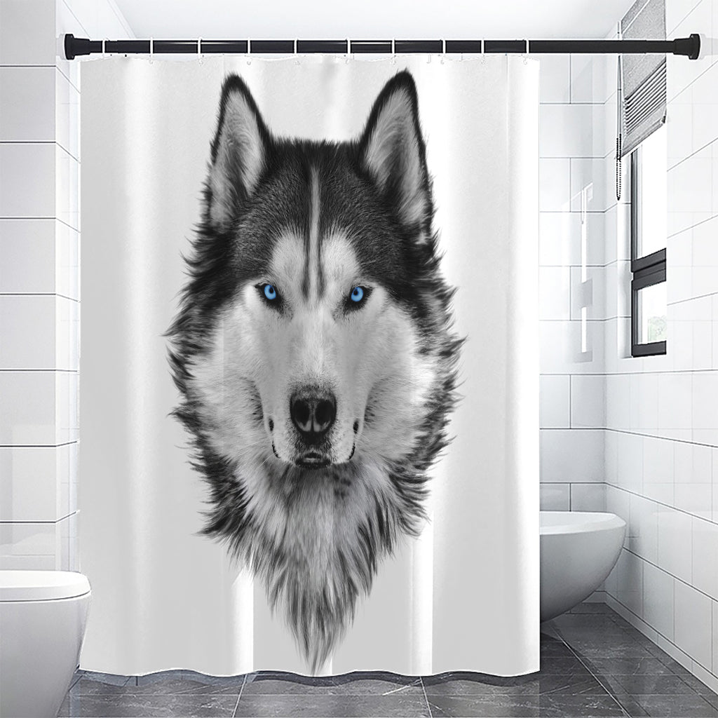 Siberian Husky Portrait Print Premium Shower Curtain