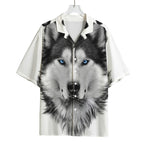 Siberian Husky Portrait Print Rayon Hawaiian Shirt
