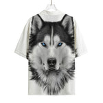 Siberian Husky Portrait Print Rayon Hawaiian Shirt