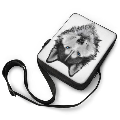 Siberian Husky Portrait Print Rectangular Crossbody Bag