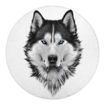 Siberian Husky Portrait Print Round Blanket